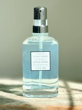 NEW Aroma Aria Sea Salt Mineral Hand Wash / Soap Glass Bottle Silver Pump 13.5OZ